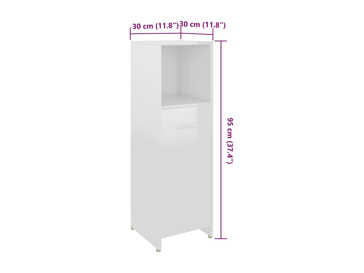 Armoire de salle de bain Blanc brillant 30x30x95 cm