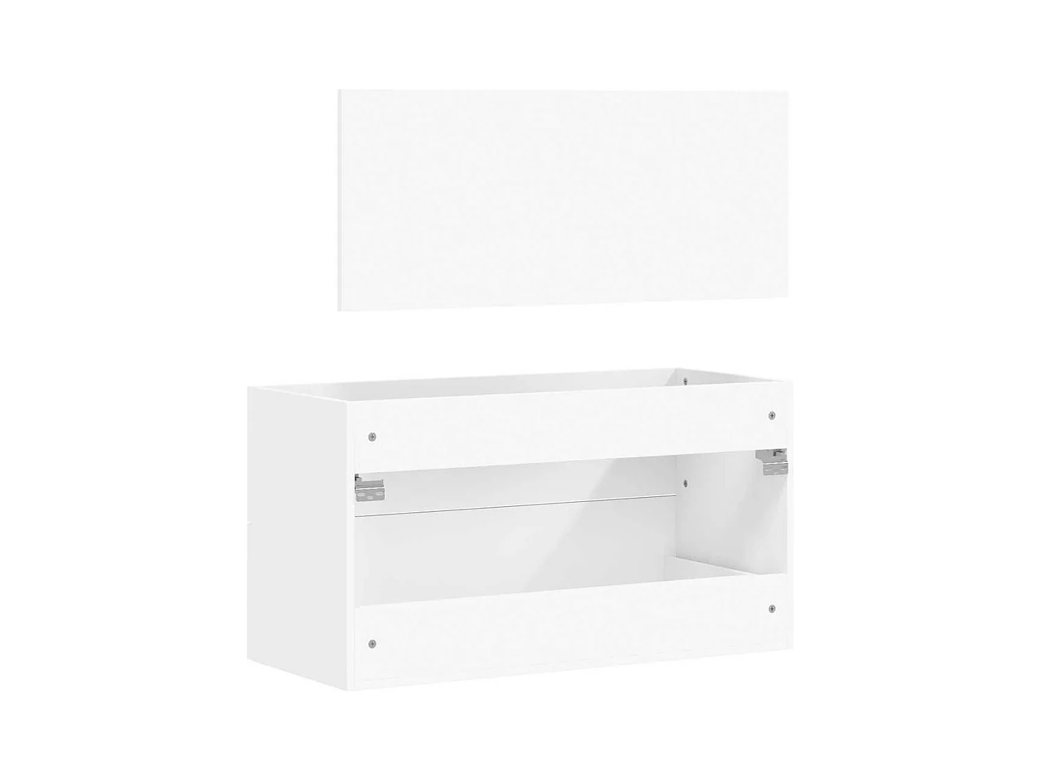 Badkamerkast met spiegel bewerkt hout wit