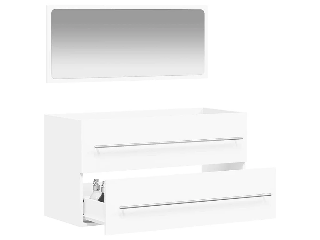 Armoire de salle de bain avec miroir blanc bois d'ingénierie