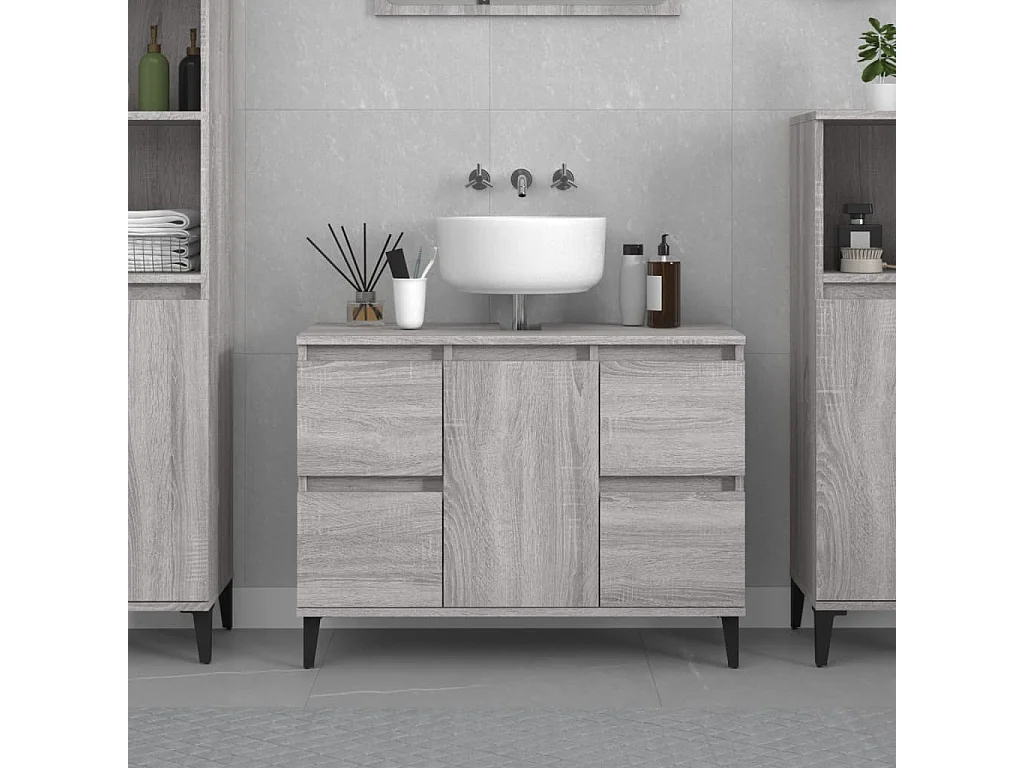 Meuble d'évier sonoma gris 80x33x60 cm bois d'ingénierie