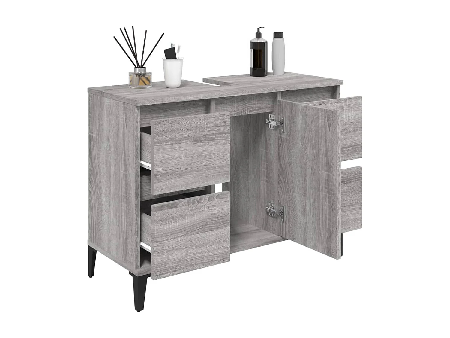 Meuble d'évier sonoma gris 80x33x60 cm bois d'ingénierie