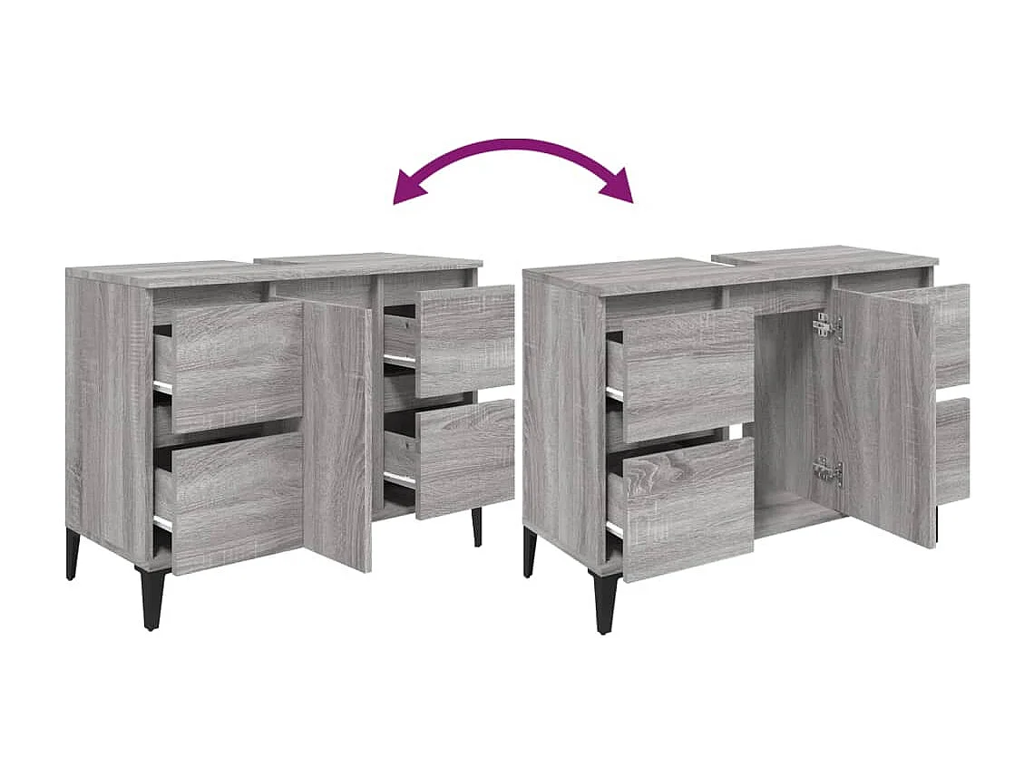 Meuble d'évier sonoma gris 80x33x60 cm bois d'ingénierie