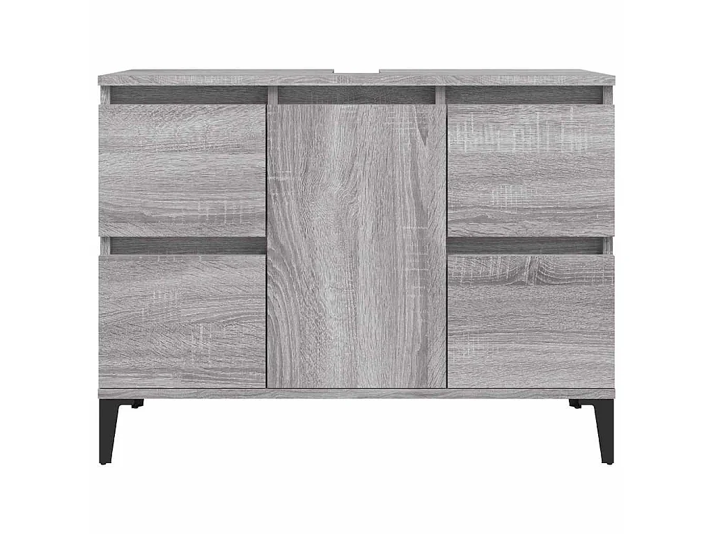 Armario de lavabo madera contrachapada gris Sonoma 80x33x60 cm