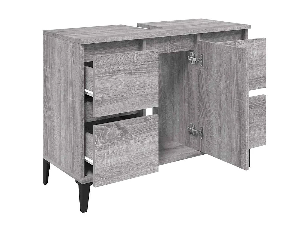 Armario de lavabo madera contrachapada gris Sonoma 80x33x60 cm