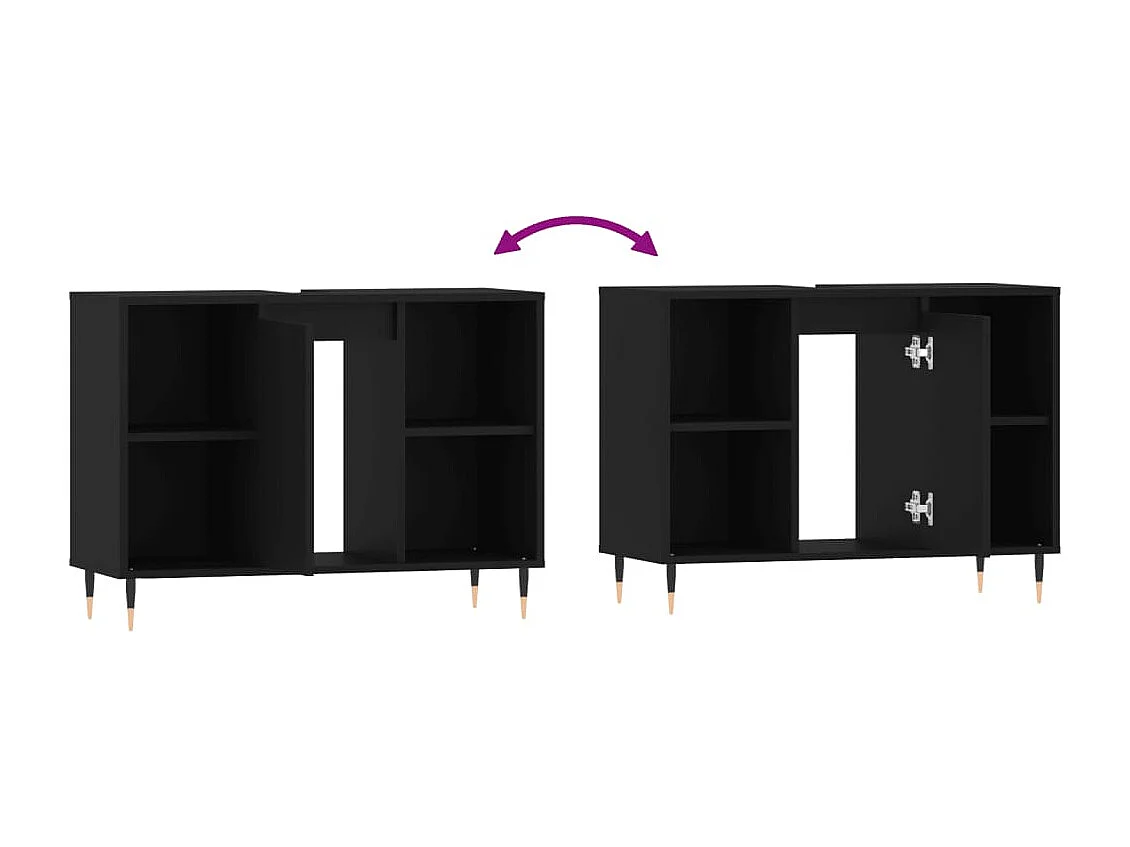 Badschrank Schwarz 80x33x60 cm Holzwerkstoff