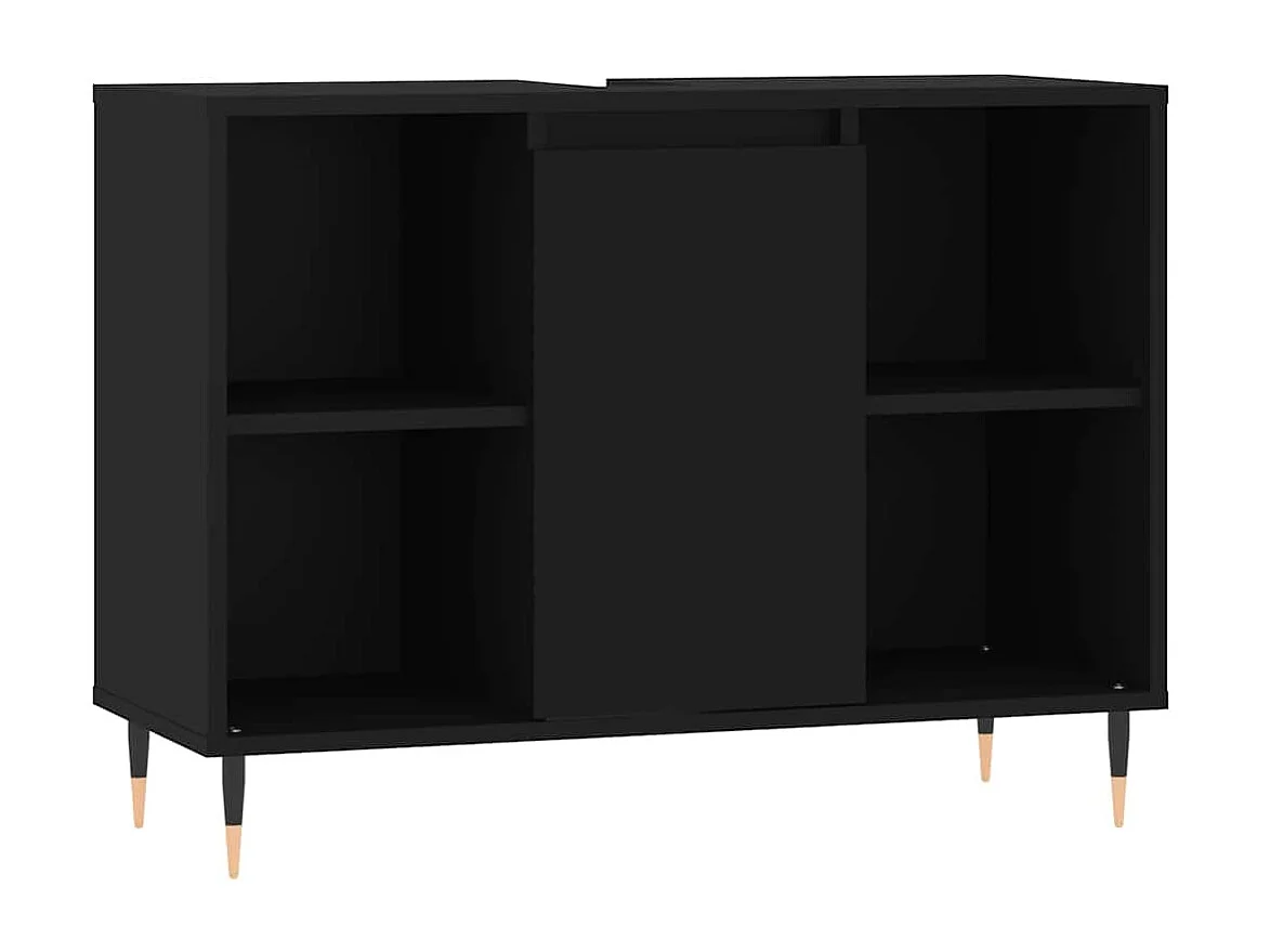 Badkamerkast 80x33x60 cm bewerkt hout zwart