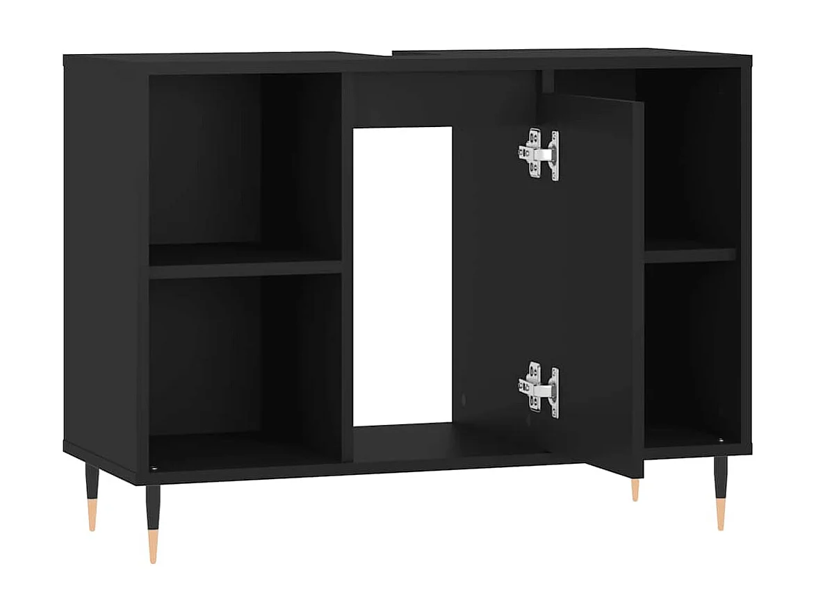 Badkamerkast 80x33x60 cm bewerkt hout zwart