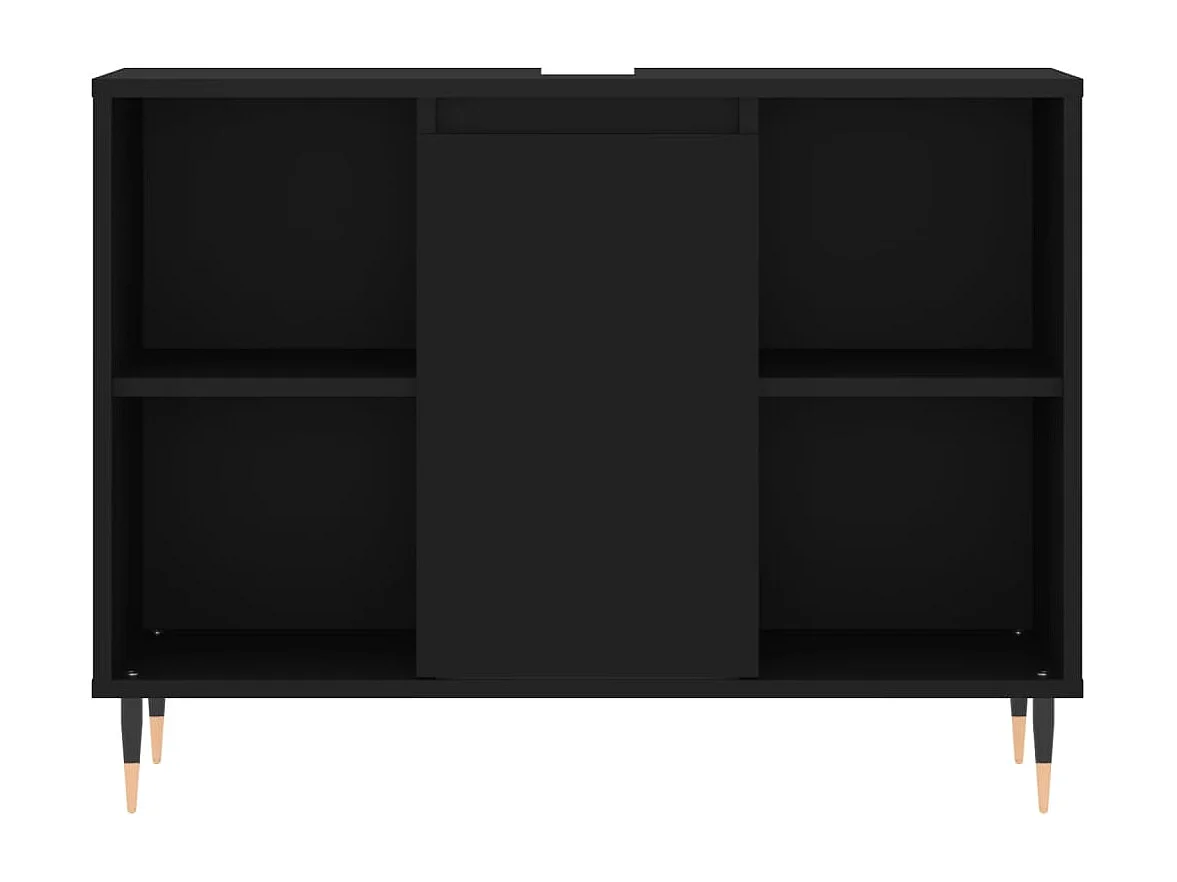 Badkamerkast 80x33x60 cm bewerkt hout zwart