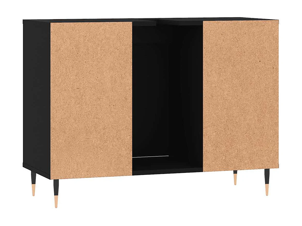Badkamerkast 80x33x60 cm bewerkt hout zwart