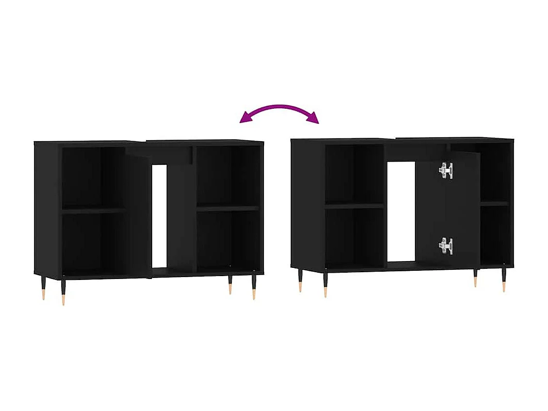 Badkamerkast 80x33x60 cm bewerkt hout zwart