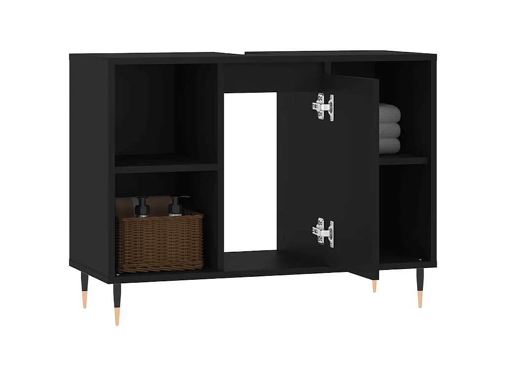 Armoire de salle de bain noir 80x33x60 cm bois d'ingénierie