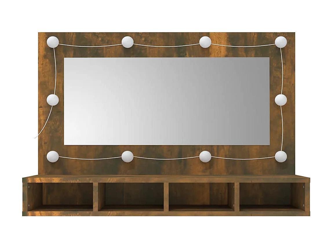 Armoire à miroir avec LED Chêne fumé 90x31,5x62 cm