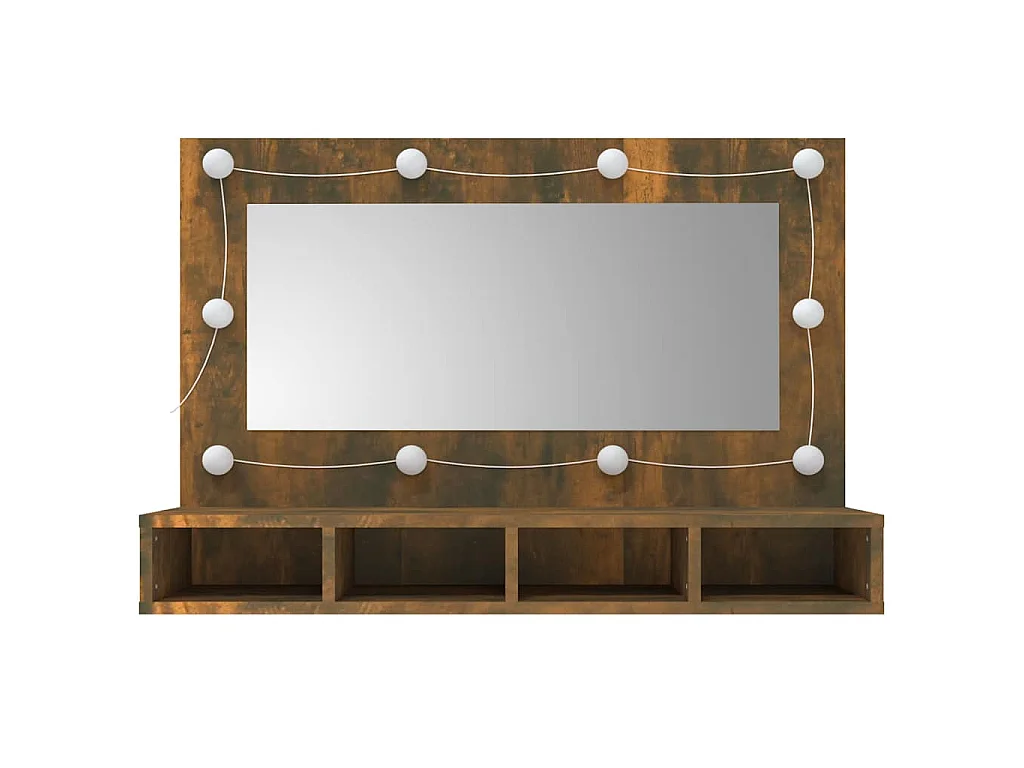 Spiegelkast met LED-verlichting 90x31,5x62 cm gerookt eiken