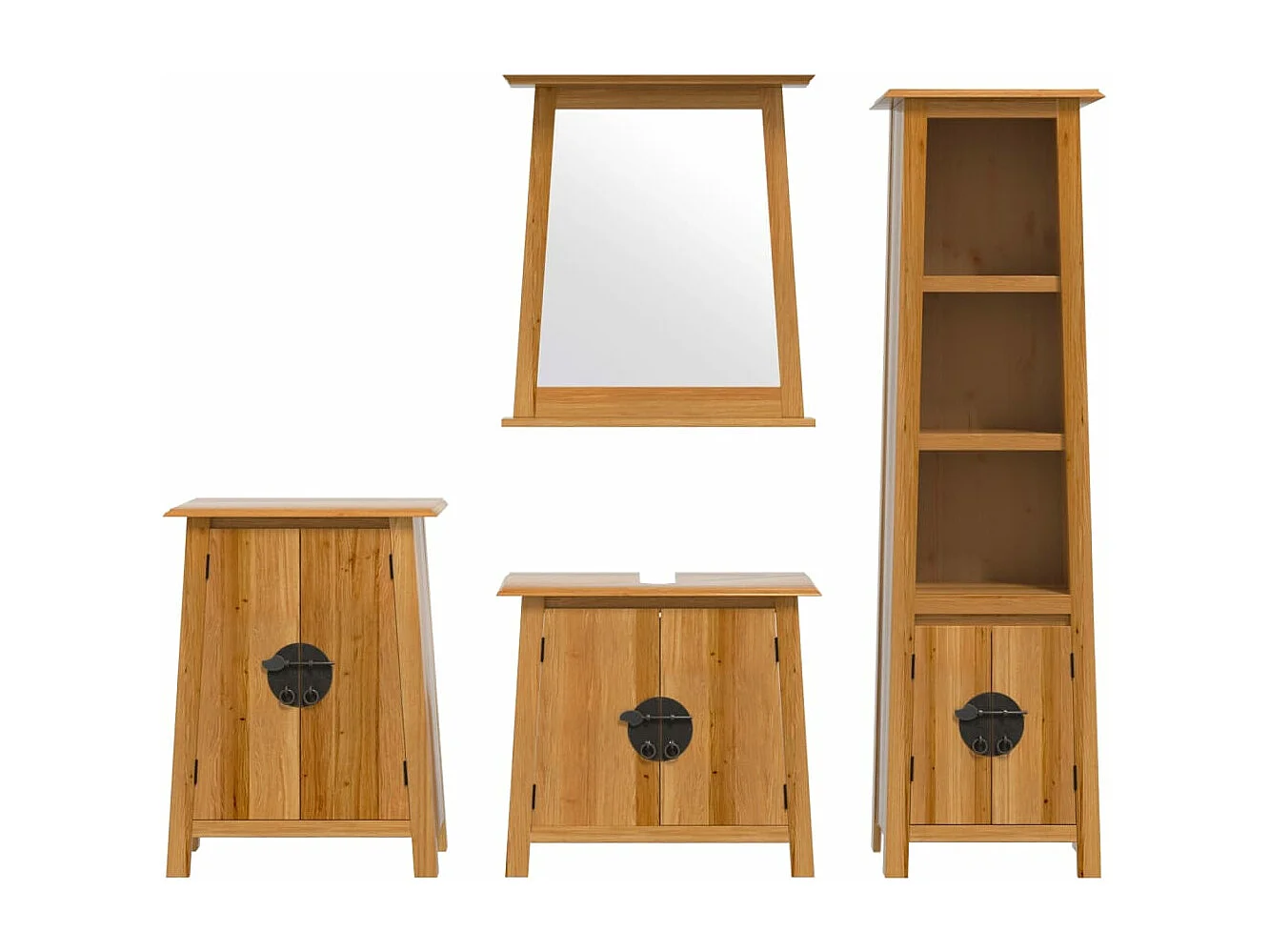 Ensemble de meubles de salle de bain 4 pcs bois de pin massif