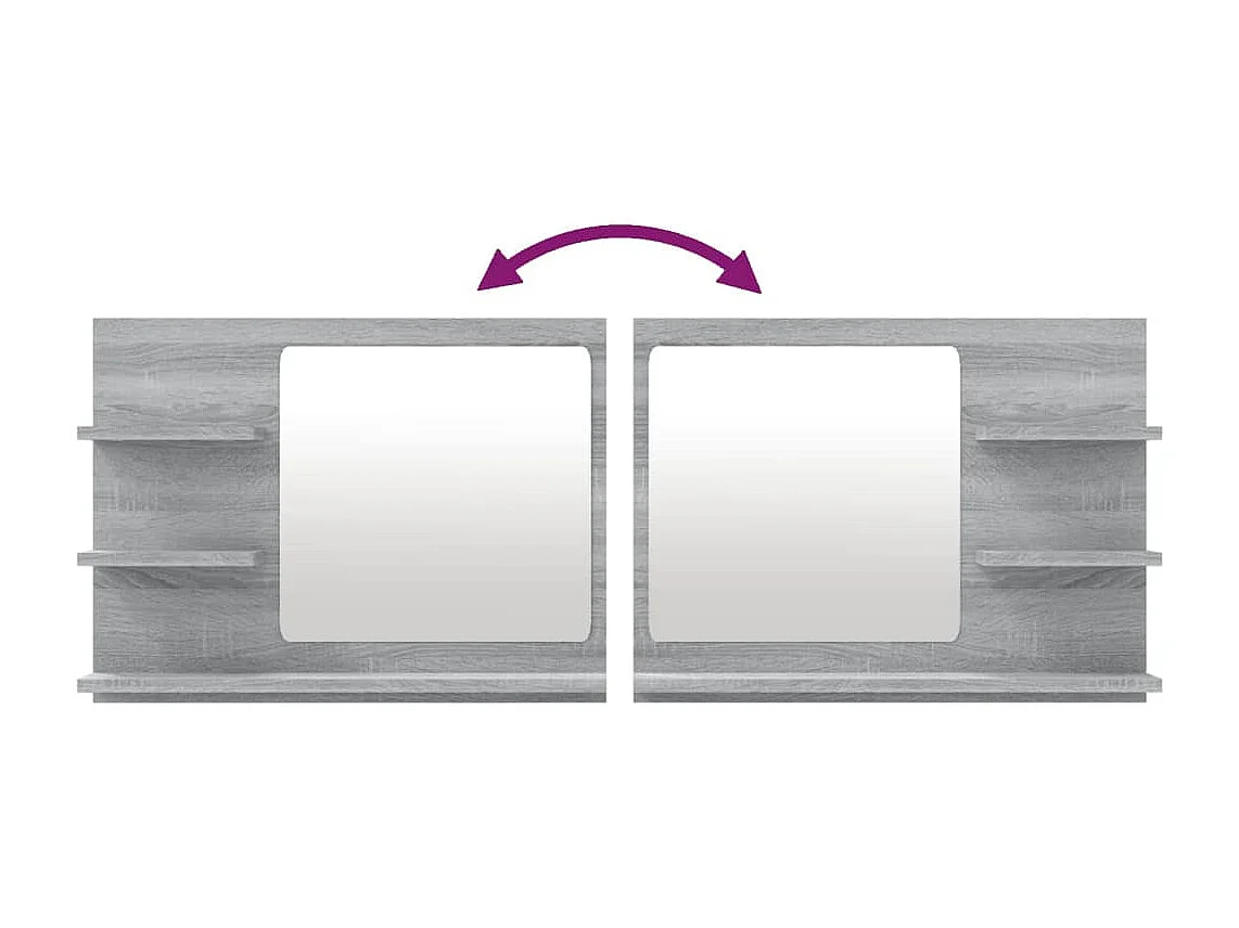 Specchio da Bagno Grigio Sonoma 60x10,5x45 cm Legno Multistrato