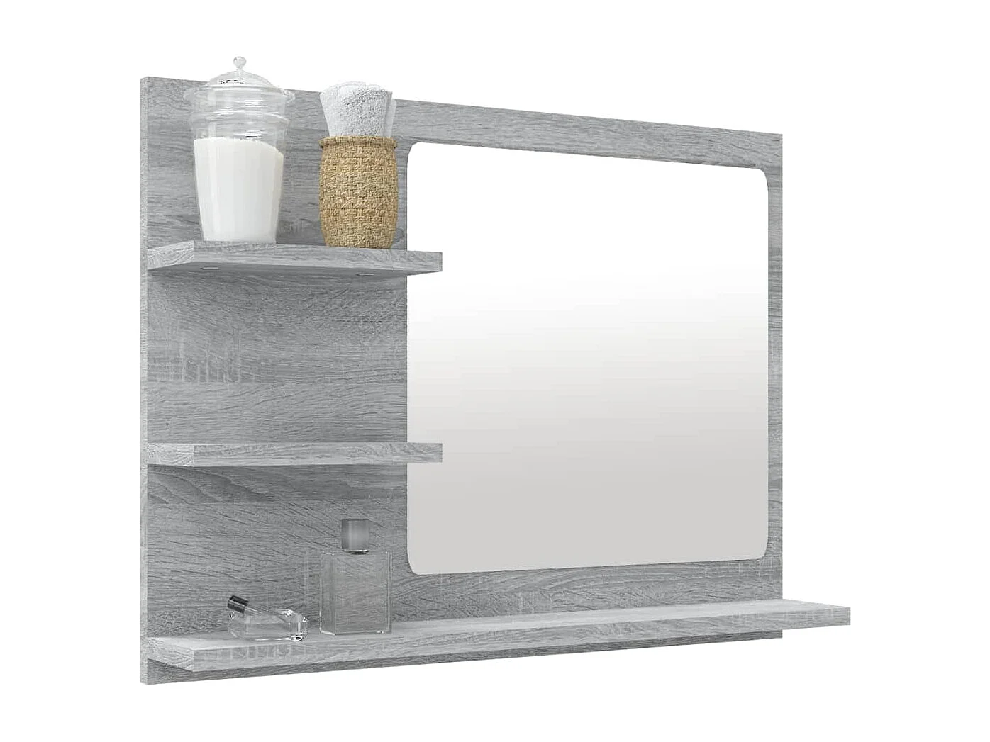 Specchio da Bagno Grigio Sonoma 60x10,5x45 cm Legno Multistrato