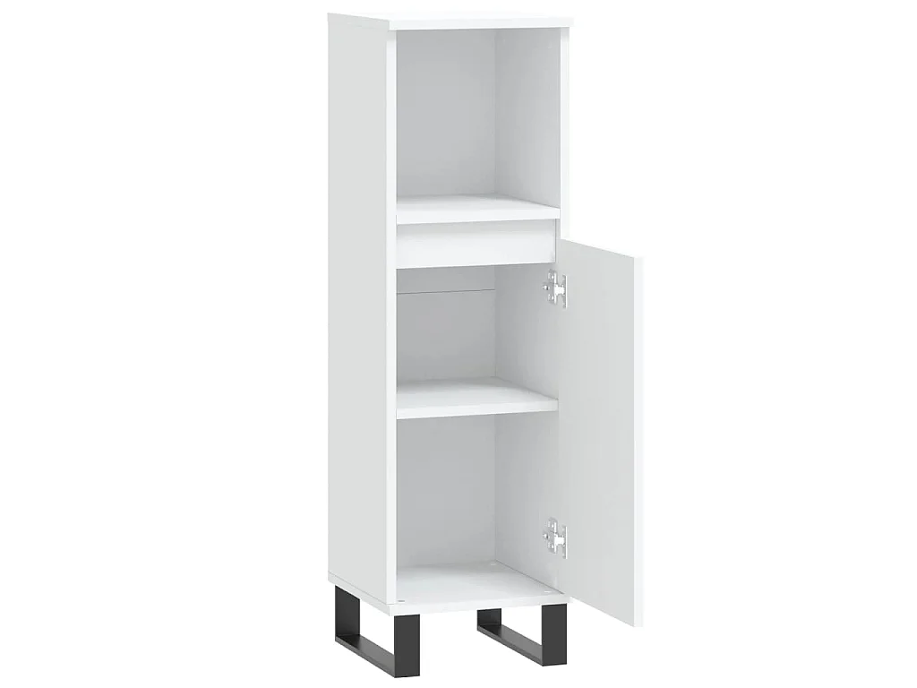 Badkamerkast 30x30x100 cm bewerkt hout wit
