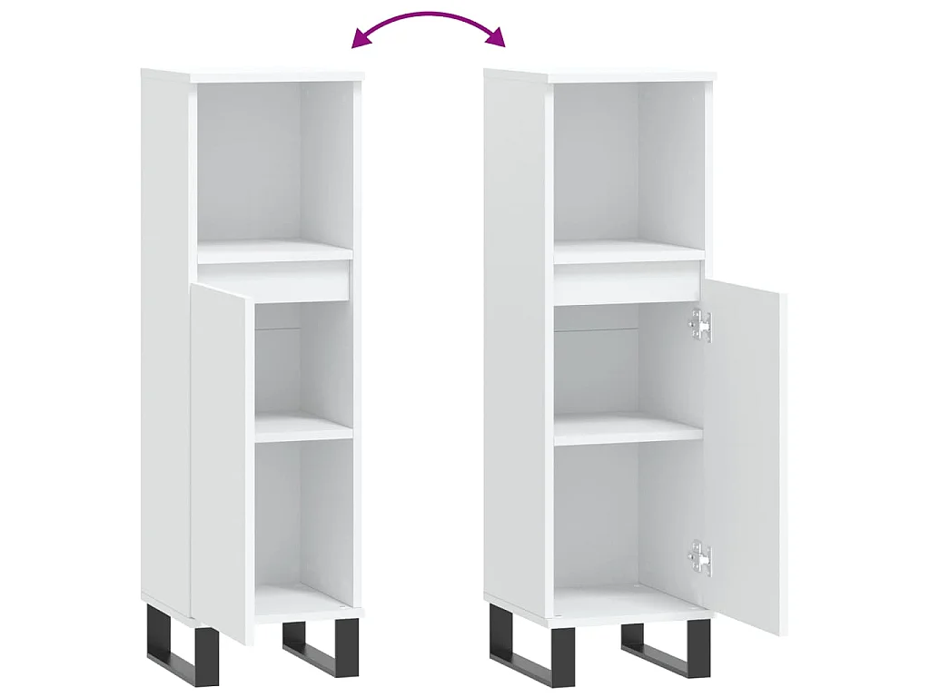 Badkamerkast 30x30x100 cm bewerkt hout wit