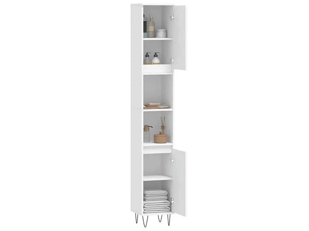 Badkamerkast 30x30x190 cm bewerkt hout wit
