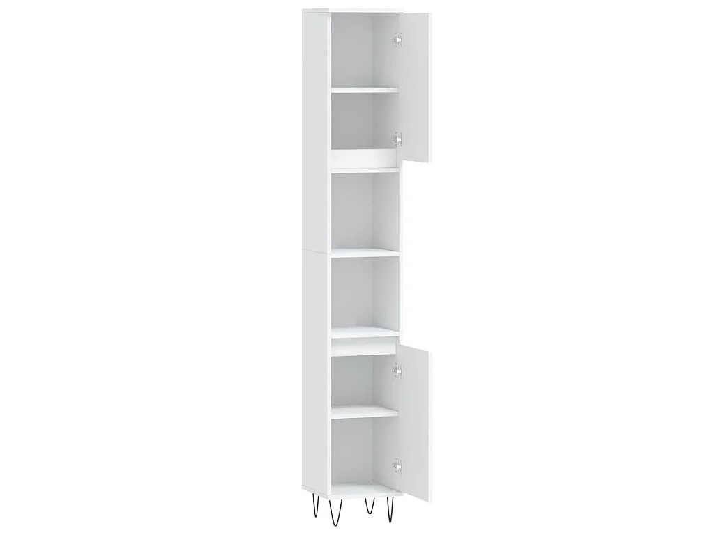 Badkamerkast 30x30x190 cm bewerkt hout wit