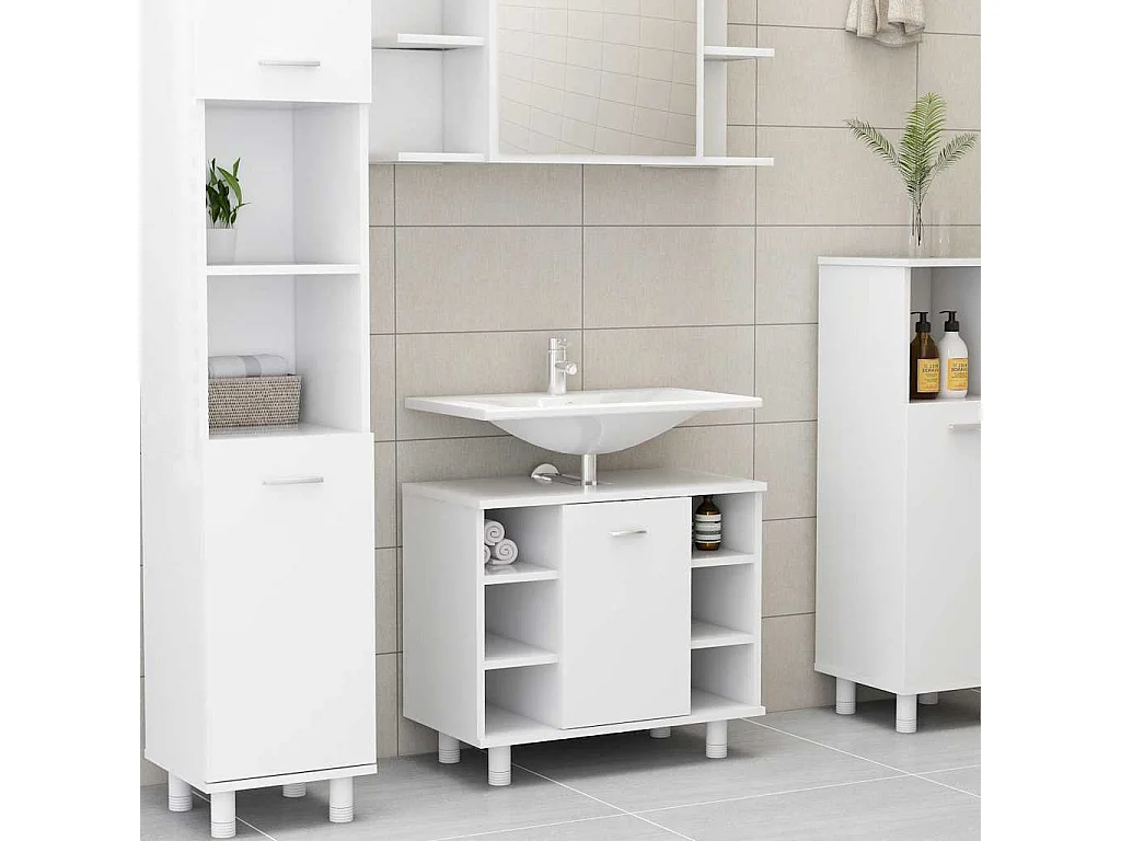 Armoire de salle de bain Blanc 60x32x53,5 cm Bois d'ingénierie