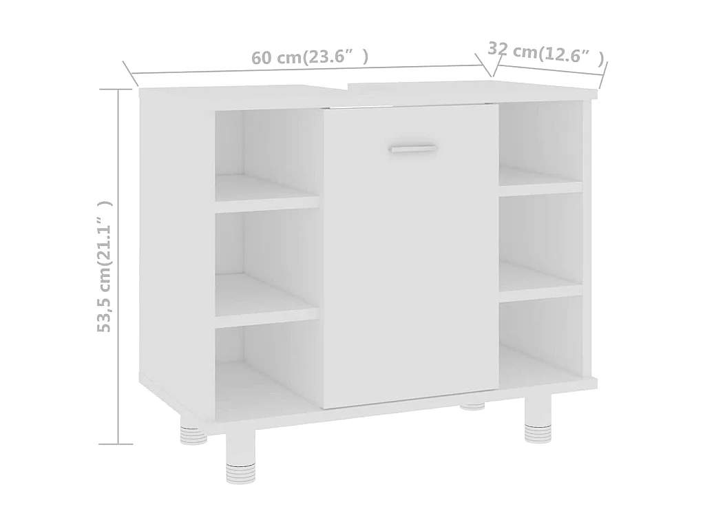 Armoire de salle de bain Blanc 60x32x53,5 cm Bois d'ingénierie