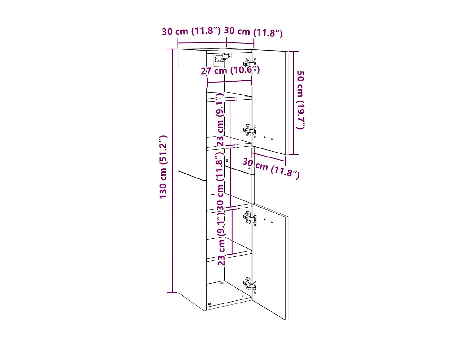 Armoire de salle de bain Noir 30x30x130 cm Bois d’ingénierie