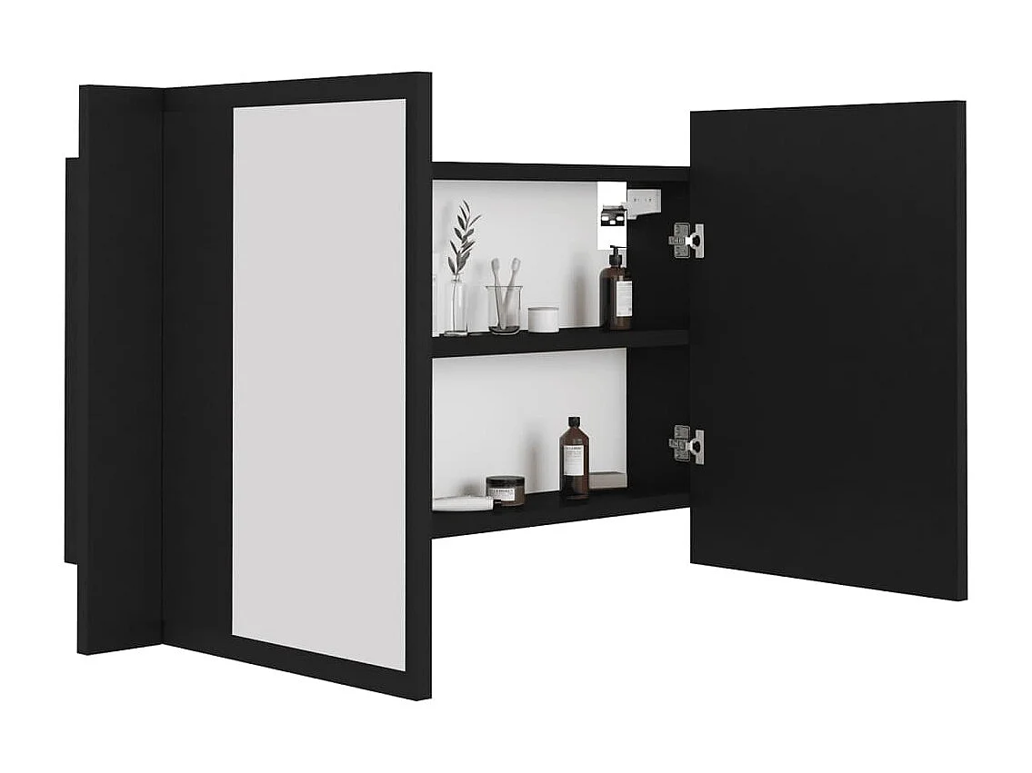 Armoire à miroir de salle de bain LED Noir 80x12x45 Acrylique