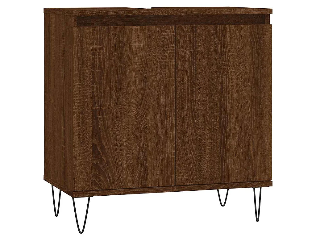 Armadietto Bagno Rovere Marrone 58x33x60cm in Legno Multistrato