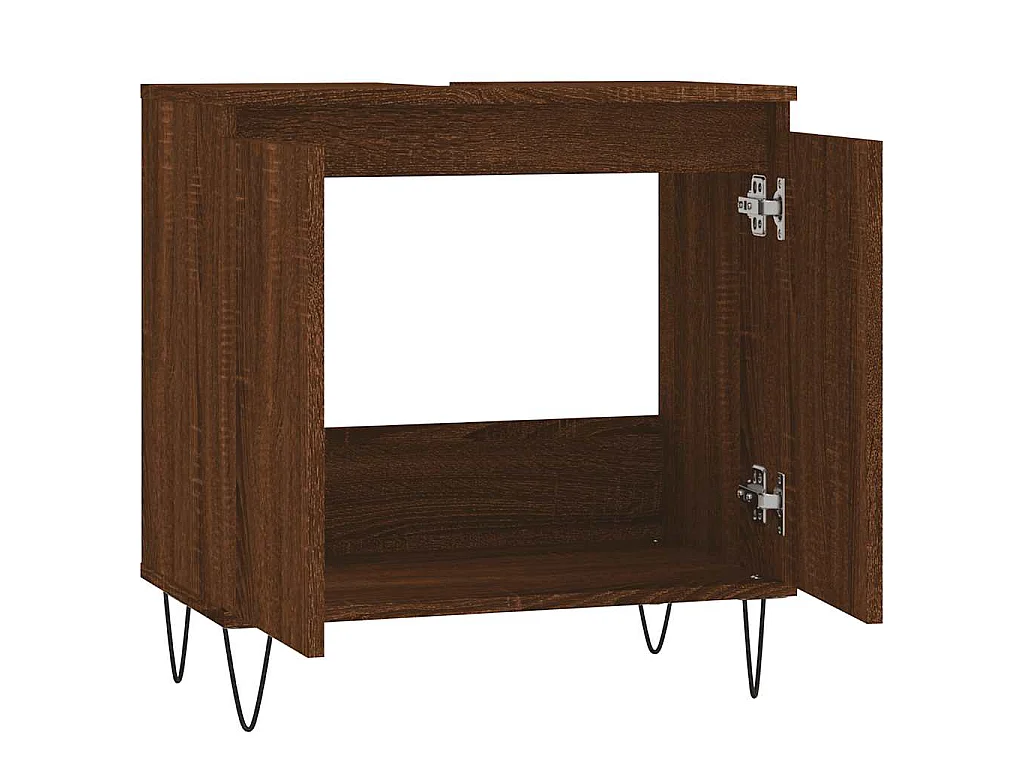 Armadietto Bagno Rovere Marrone 58x33x60cm in Legno Multistrato