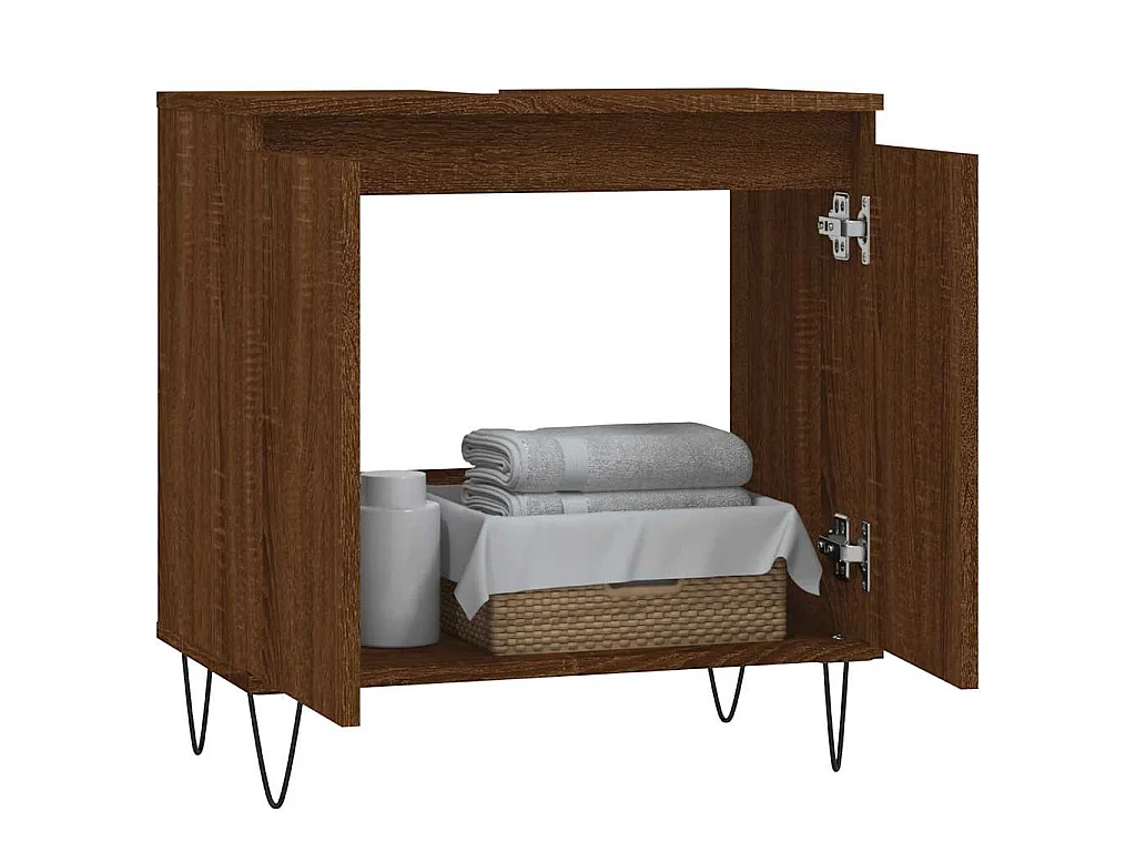 Armario de baño madera de ingeniería marrón roble 58x33x60 cm