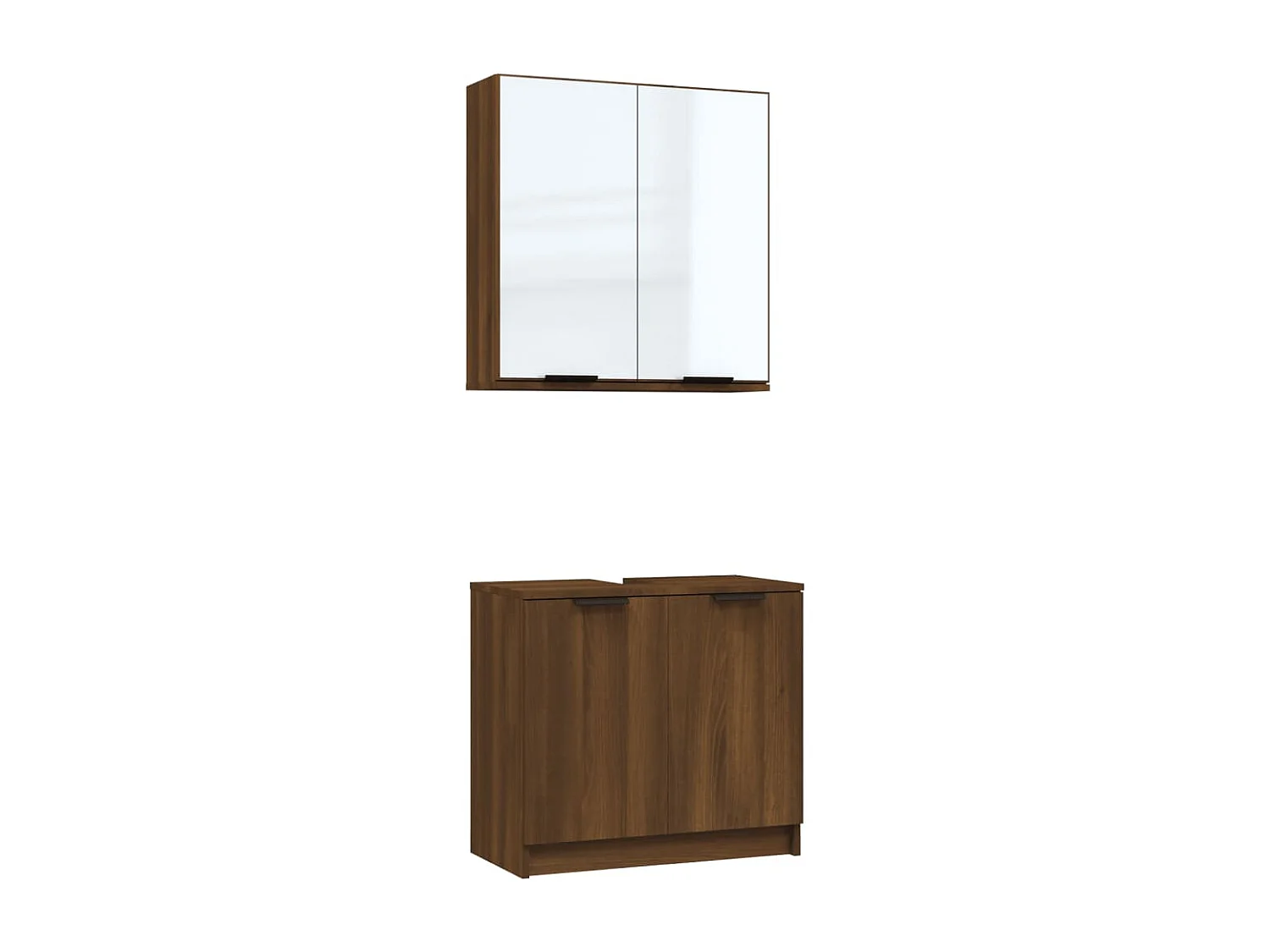 Ensemble d'armoires de salle de bain 2 pcs chêne marron