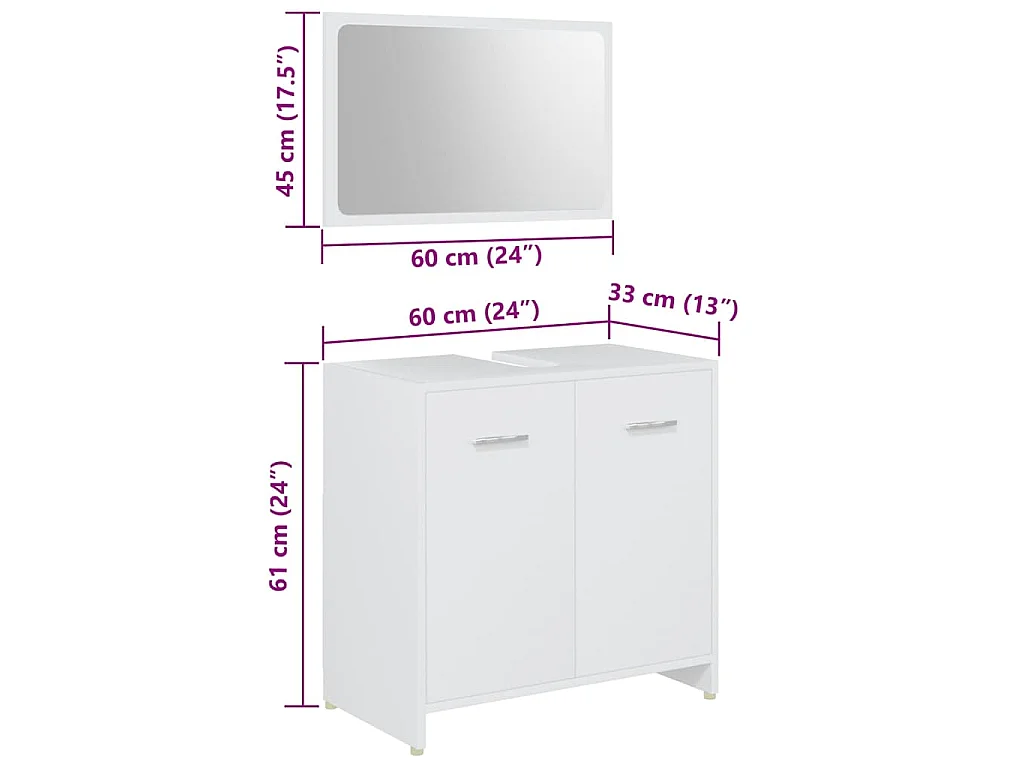 Set Mobili da Bagno 4 pz Bianco in Legno Multistrato