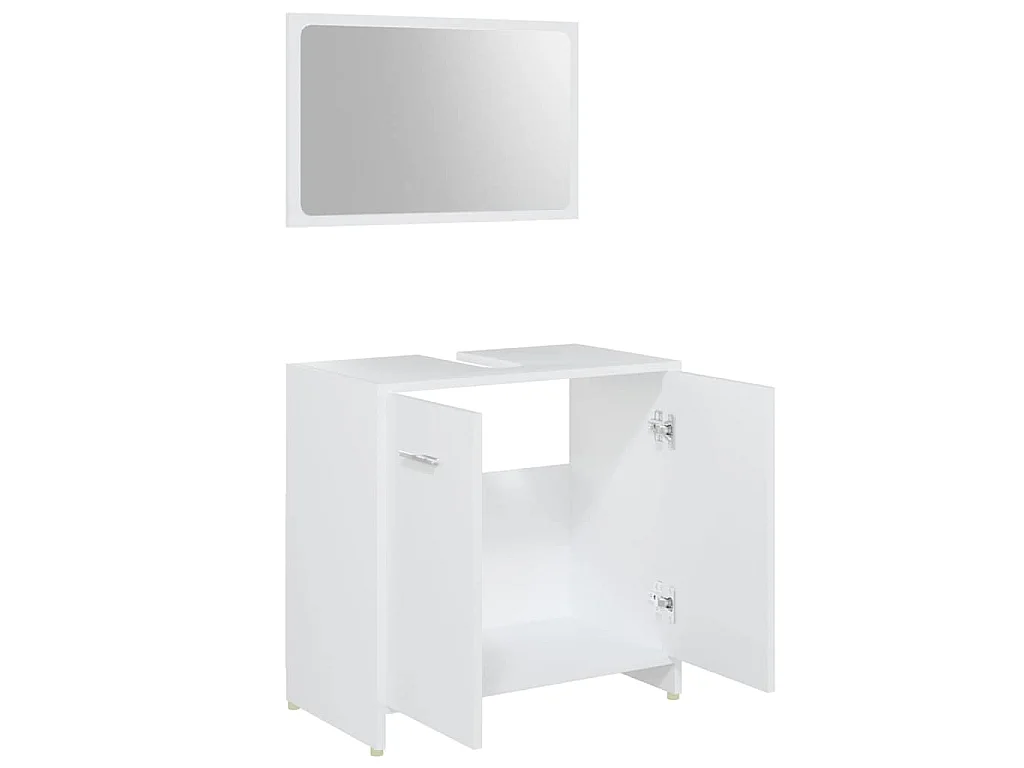 Set Mobili da Bagno 4 pz Bianco in Legno Multistrato
