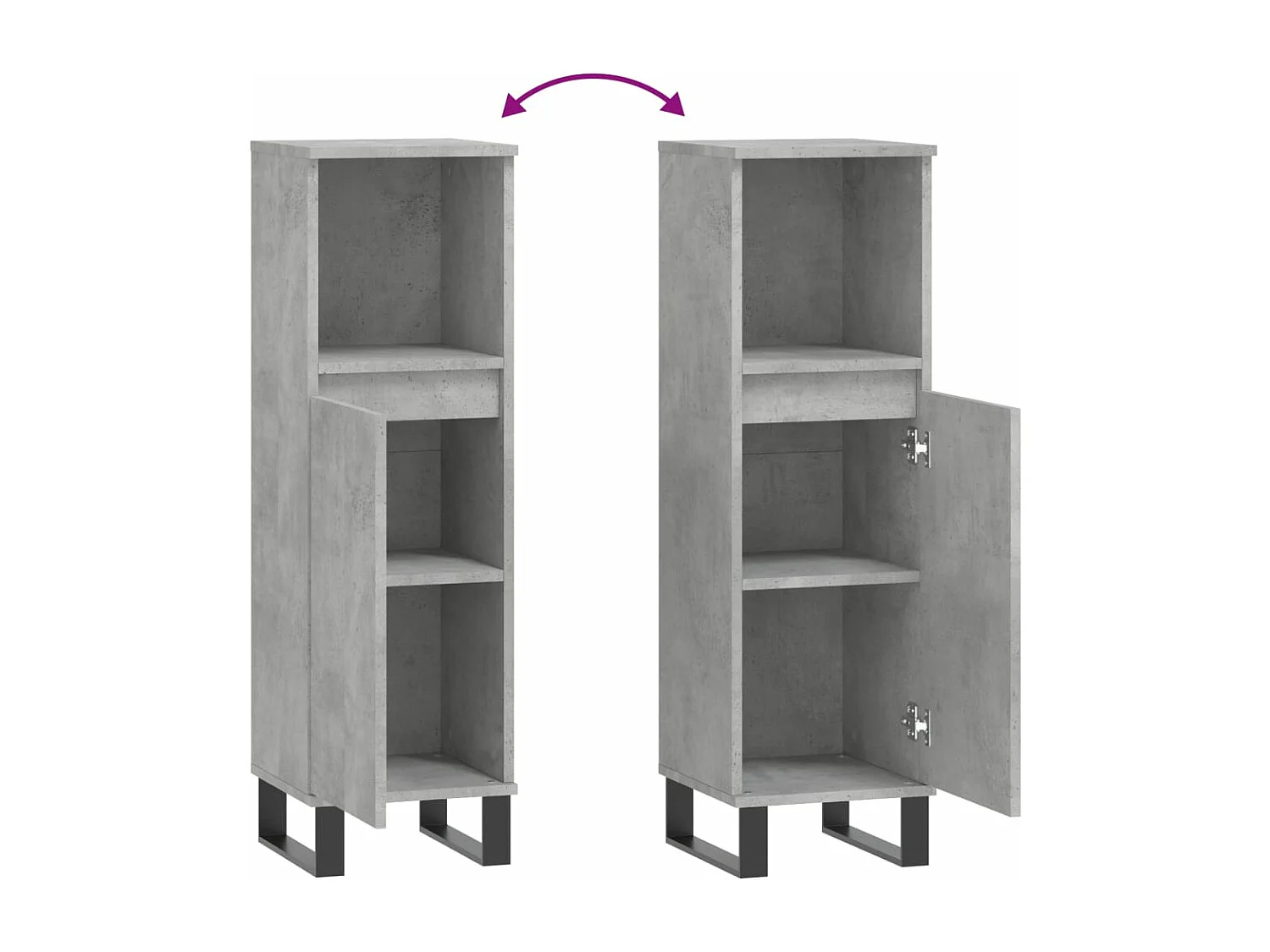 Armário WC 30x30x100 cm derivados de madeira cinzento cimento