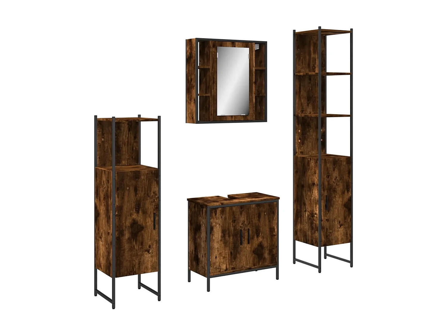 4-tlg. Badmöbel-Set Räuchereiche Holzwerkstoff