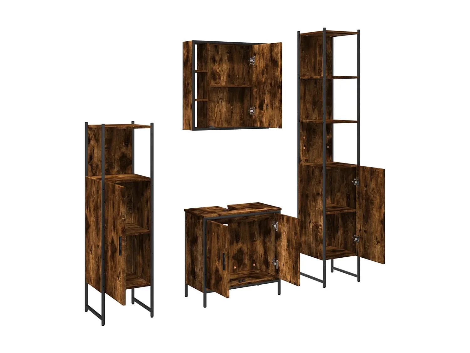 4-tlg. Badmöbel-Set Räuchereiche Holzwerkstoff