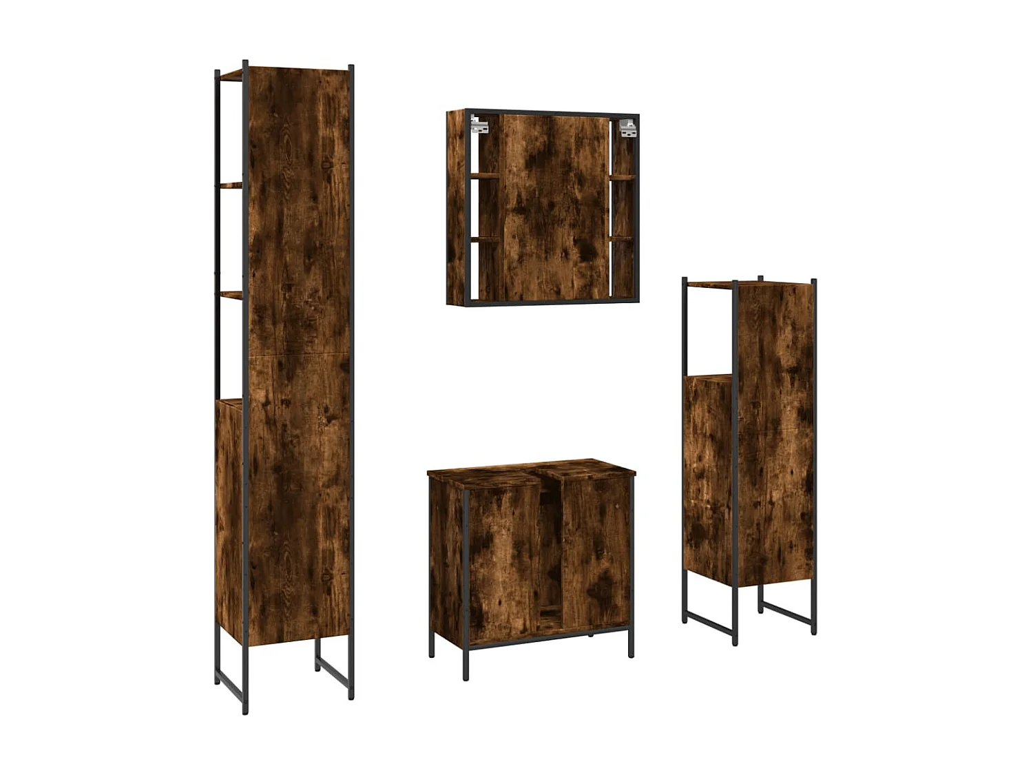 4-tlg. Badmöbel-Set Räuchereiche Holzwerkstoff