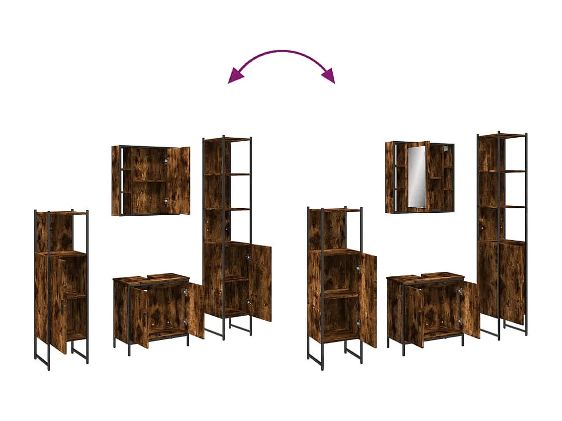 4-tlg. Badmöbel-Set Räuchereiche Holzwerkstoff