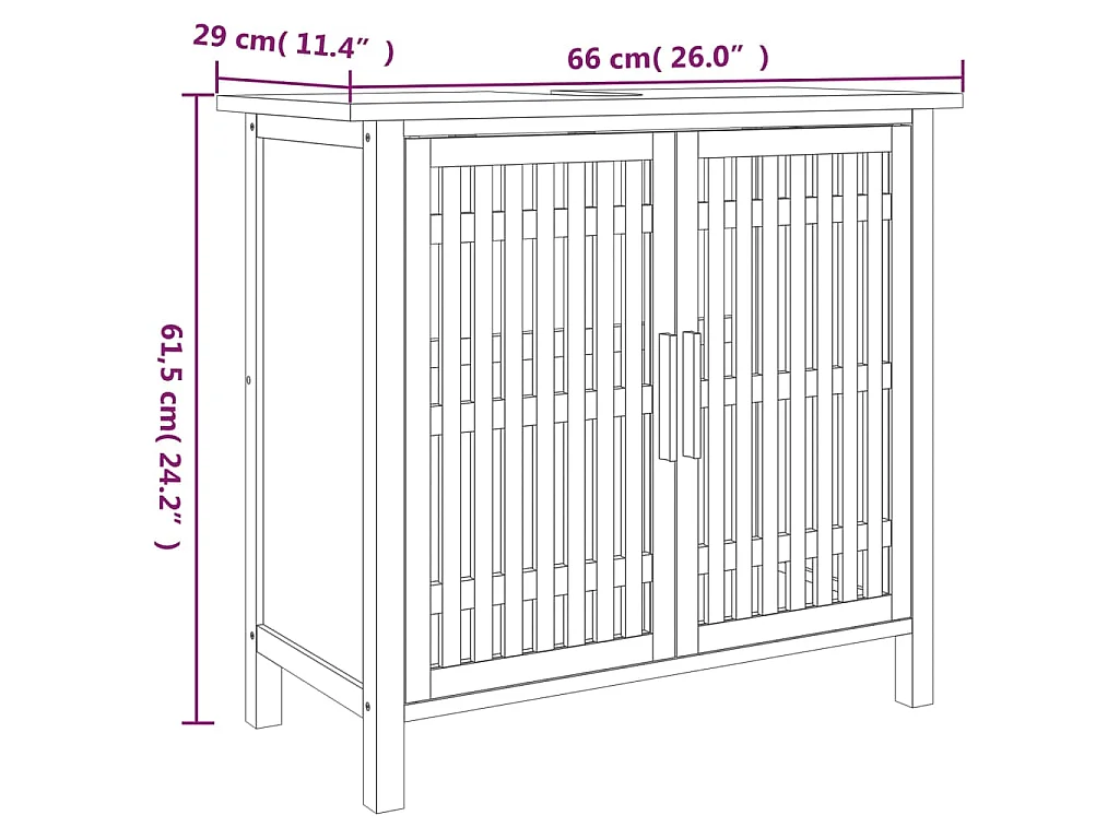 Waschbeckenunterschrank 66x29x61,5 cm Massivholz Nussbaum