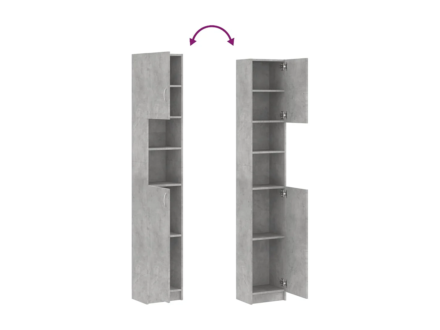 Badkamerkast 32x25,5x190 cm bewerkt hout betongrijs