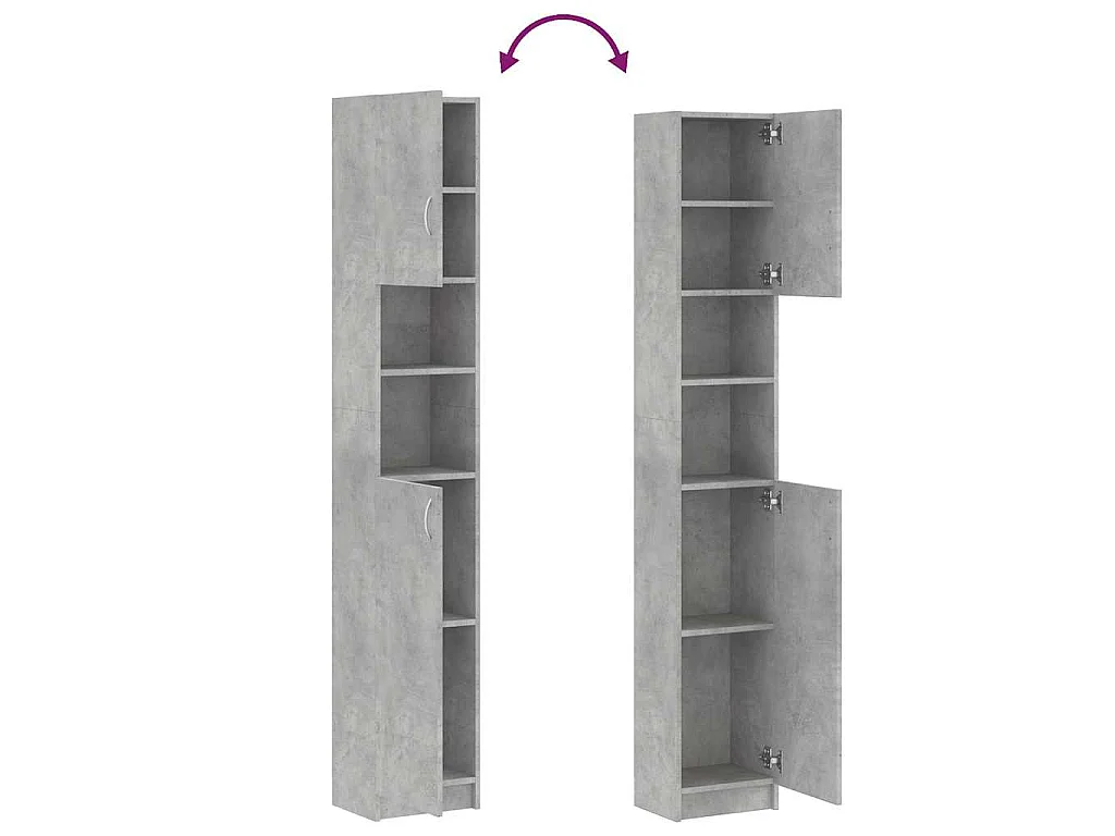 Badezimmerschrank Betongrau 32x25,5x190 cm Holzwerkstoff