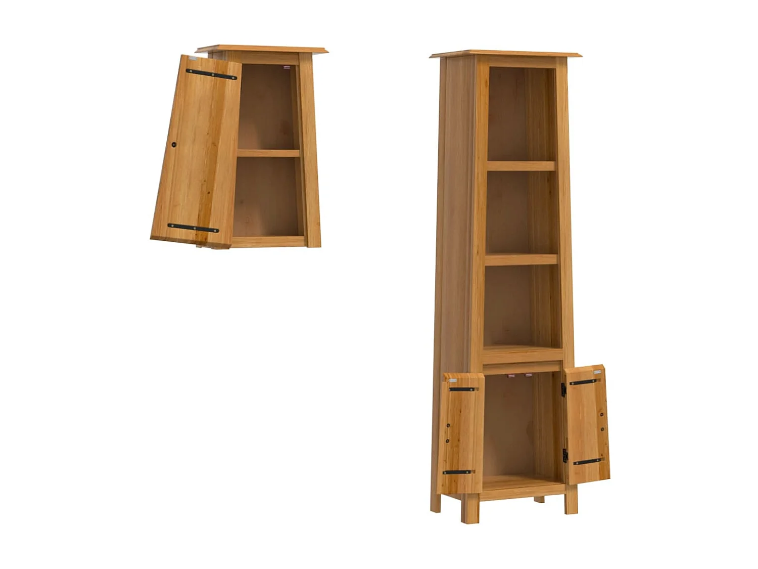 Set Mobili da Bagno 2 pz in Legno Massello di Pino