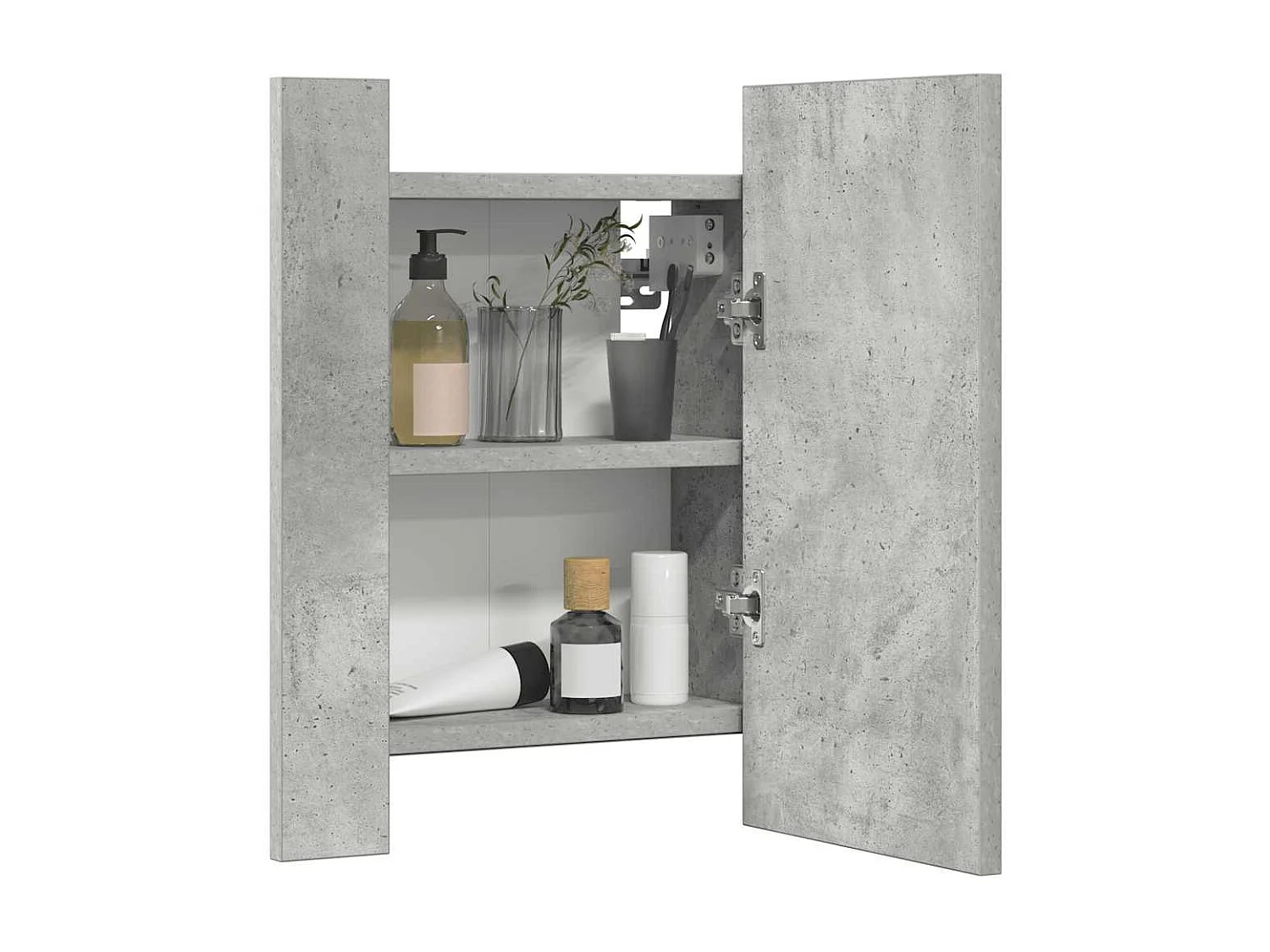 Armoire de salle de bain à miroir LED Gris béton Acrylique