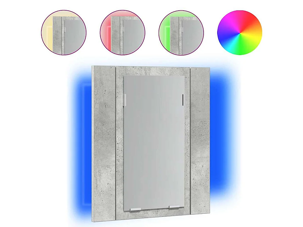 Armario espejo baño luz LED acrílico gris hormigón 40x12x45 cm