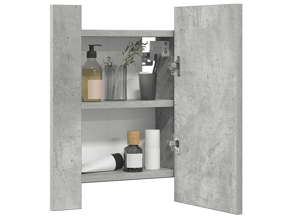 Armario espejo baño luz LED acrílico gris hormigón 40x12x45 cm
