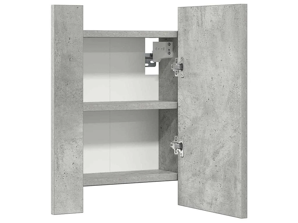 Armoire de salle de bain à miroir LED Gris béton Acrylique