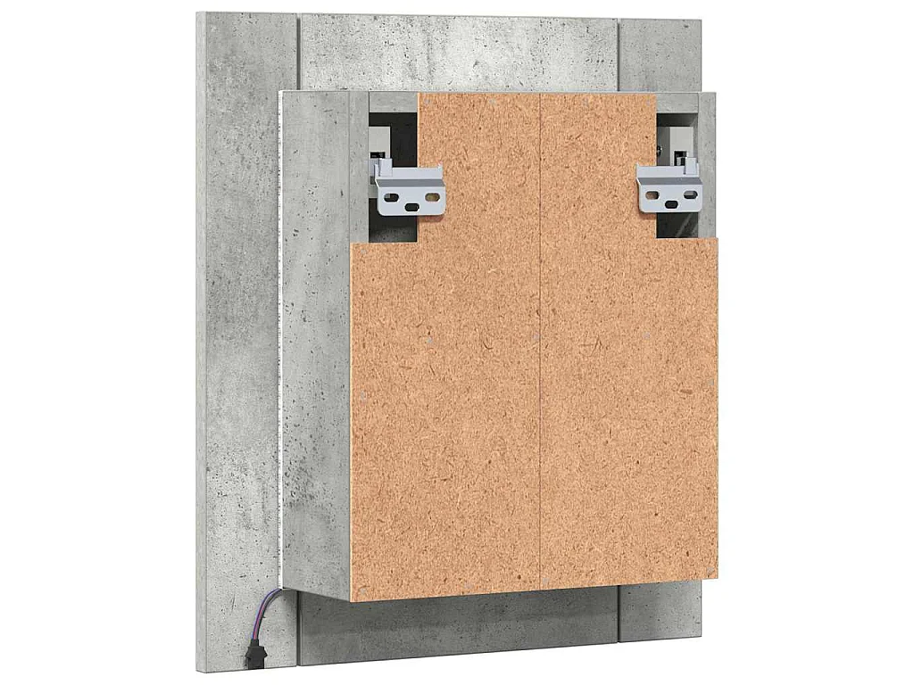 Armoire de salle de bain à miroir LED Gris béton Acrylique