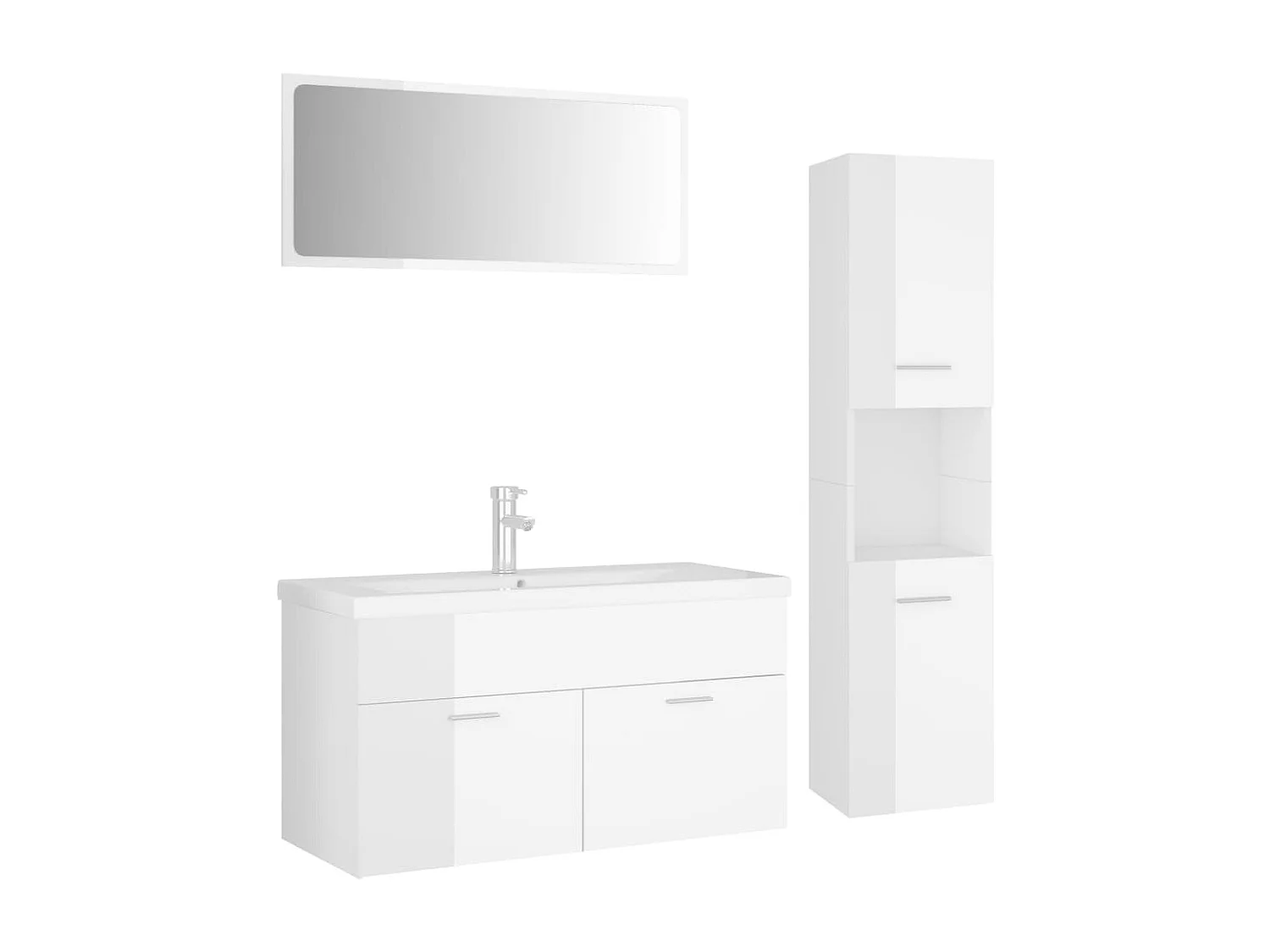 Conj. de móveis casa banho derivados madeira branco brilhante