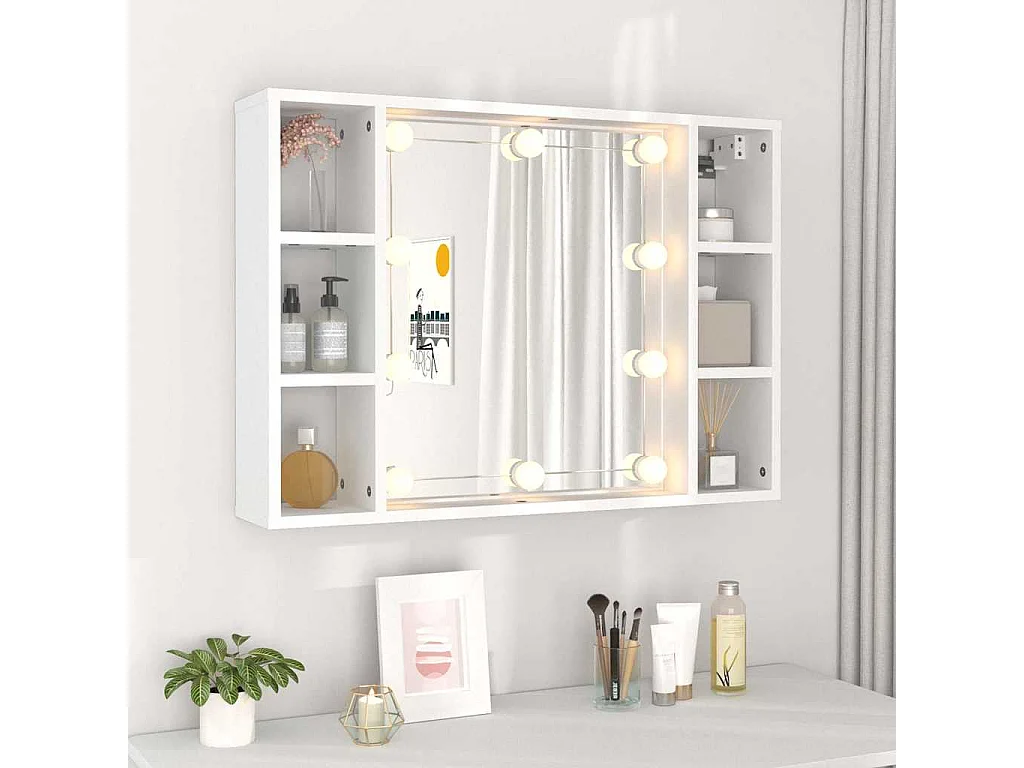 Armoire à miroir avec LED Blanc 76x15x55 cm